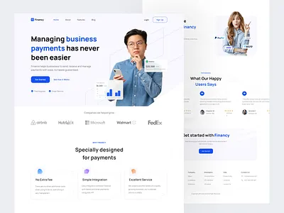 Financy - Landing Page bank clean design finance fintech landingpage minimal modern money payment startup ui wallet website