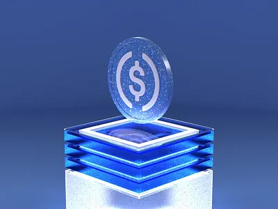 Cryptocurrencies | 5 | USD Coin (USDC) 3d aftereffects animation blender blue coin crypto cryptocurrency design digital glass grey matte motion motion graphics plastic render scene usdc white