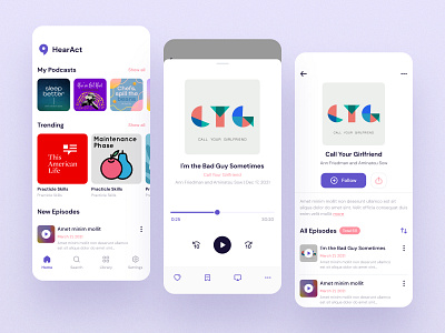 Podcast App android app apple branding design ios listen mobile mobile ui music podcast spotify trending ui ui design ux design