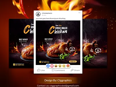 Restaurant Garlic Chicken social media ADS banner design ads banner branding business card business card design businesscard company branding design facebook ads flyer design graphic design illustration instagram ads logo logo design social banner
