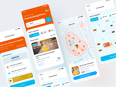 Vehicle Parking Mobile App design e commerce graphic design illustration logo map mobile app mobile design mobile interface motion graphics parking lot productdesign ui vehicle app