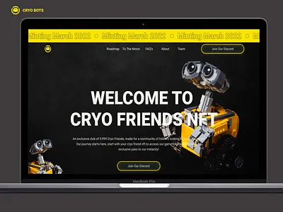 Cryo Bot Friends NFT Website Design branding crypto website designireland illustration logo nft nft website nft website design product designer responsive website ui designer ux designer visual designer web 3.0 web 3.0 designer web 3.0 website design web designer website design