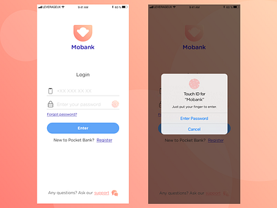 Login page with touch ID option 1~ UI/UX Design app design graphic design page design ui ux design