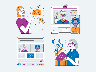 Birthday video branding character character design flat flat characters flat design flat illustration graphic design illustration illustrator ui vector