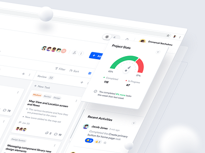 Project Management Dashboard — Kanban Task View Screen activity app calendar cards dashboard design interface kanban management minimal project project management task task app to do ui uiux ux web web app