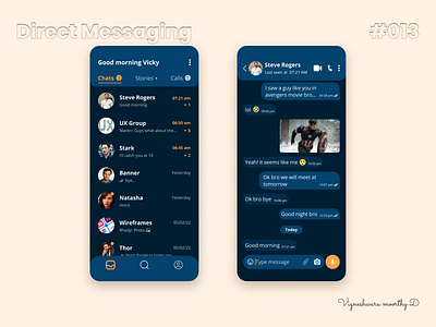 Direct Messaging - #013 013 chatapp chatui dailyui directmessaging dm figma messageapp messageui mobilechat ui uiux ux