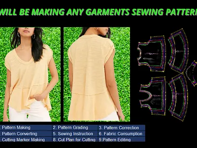 Garments Sewing Pattern cad graphic design pattern pattern maker sewing pattern