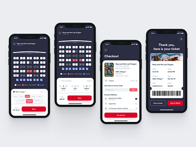 Movie ticket buying process app design mobile ui ux