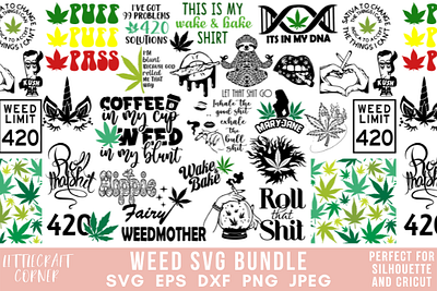 Weed Bundle Marijuana Rolling Tray Pot branding bundle design illustration logo template vector