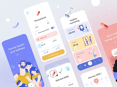 Healthy monitoring - Mobile app app app design clinic doctor healthcare healthcare app medical medical app medicine mobile app mobile app design mobile design mobile ui