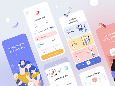 Healthy monitoring - Mobile app app app design clinic doctor healthcare healthcare app medical medical app medicine mobile app mobile app design mobile design mobile ui