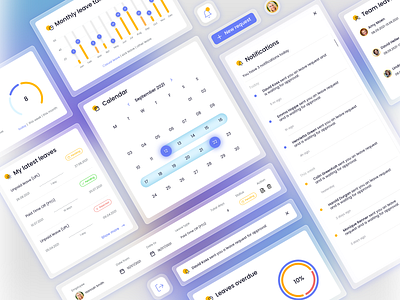 Leave management widgets | HR app buttons calendar hr app leave management notifications record view time off management ui widgets