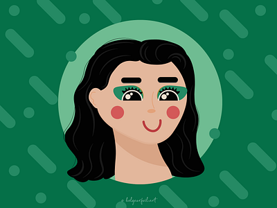 green girl asian girl cute cute girl flat flat illustration girl green art illustration makeup portrait vector vector art vector portrait