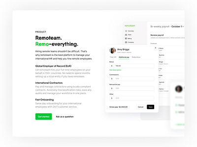 Landing Page for Remoteam.io branding design flat illustration landing logo minimal mobile product ui website