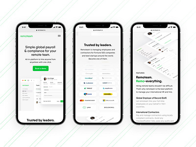 Landing Page for Remoteam.io branding design flat graphic design illustration landing logo minimal mobile ui website
