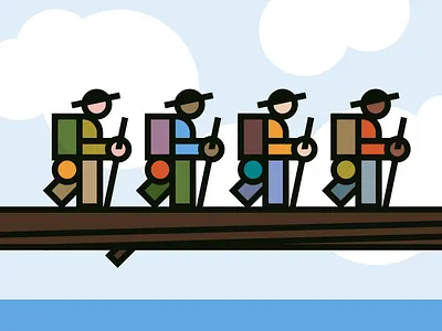 Hikers adventure backpack balance geometry hiker hiking icon journey monoline shapes travel walking