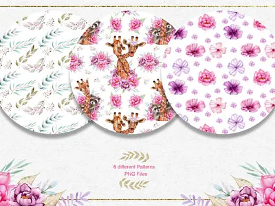 Watercolor Animals and Flowers branding bundle design illustration logo template typography vector