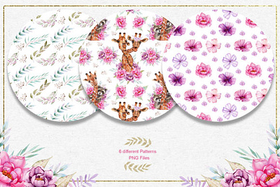 Watercolor Animals and Flowers branding bundle design illustration logo template typography vector