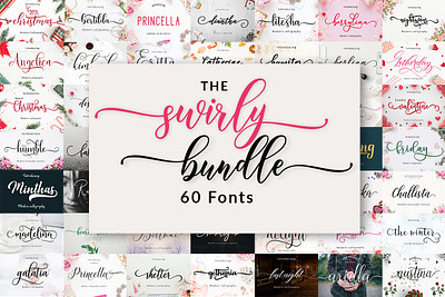 The Swirly Fonts Bundle branding bundle design illustration logo template vector