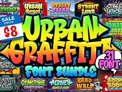 Urban Graffiti Font Bundle branding bundle design illustration logo template typography