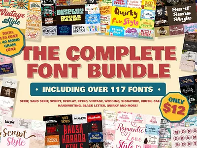 The Complete Font Bundle branding bundle design illustration logo template vector