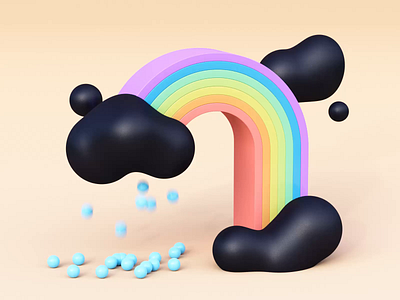 Rainbow - Video 3d 3dart 3dillustration blender c4d clean cloud clouds color concept crypto cute cycles flat illustration rain rainbow render simple sky