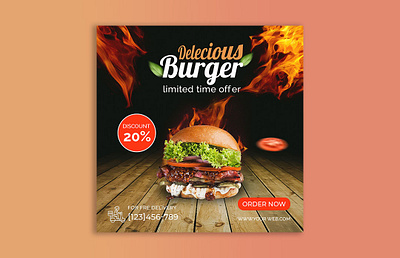 burger social media post facebook post graphic design