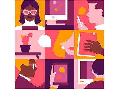 Online Collaboration blog character collaboration fashion illustration minimal people slack team work