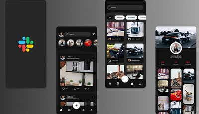 Dark Mode of Social Media Application app design illustration ui ux vector