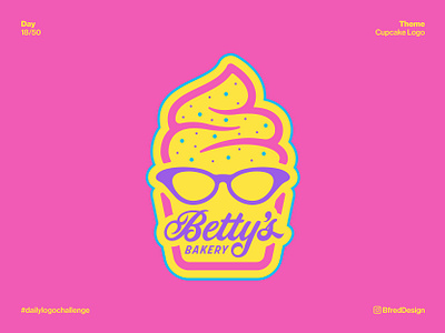 Daily Logo Challenge – Day 18 bakery betty branding bright colorful cupcake daily logo challenge dailylogochallenge fun glasses illustration logo pastries pastry sweets symbol