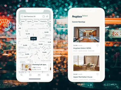 Anyplace – App Screens airbnb animation brand identity branding design illustration logo maps product remote renting startup travel ui ux vector