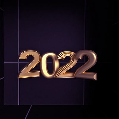 Welcome 2022! 3d 3dtype 3dtypography adobe dimension boldandshiny branding design designtrends gold