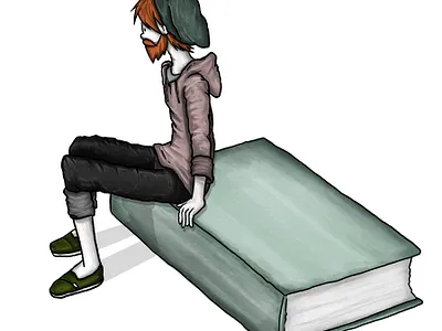 grow your brain with a book. beard book design hipster illustration procreate read story writing
