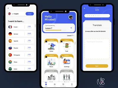 Language learning app - Lingob app design clean layout design education app illustrations language mobile app mobile interface simple design ui uiux