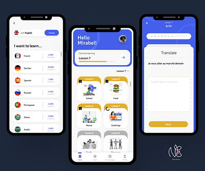 Language learning app - Lingob app design clean layout design education app illustrations language mobile app mobile interface simple design ui uiux