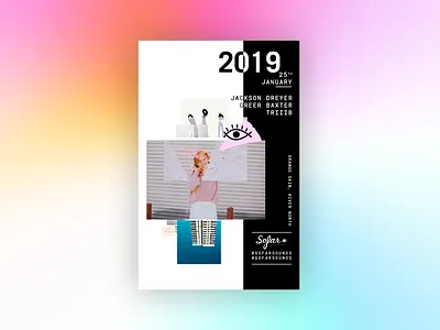 Sofar Gig Poster band brand branding collage concert design gig gradient graphic design logo marketing maximalist music poster print scene show show poster sofar ui