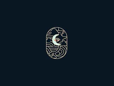 Moon Light Logo brand branding cloud eerie eye gold graphic design illustration line linear logo moon oriental vector vision