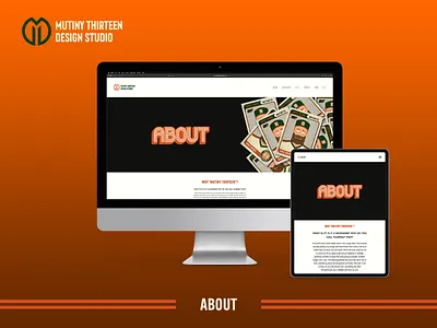 Mutiny Thirteen — About Page Responsive Desktop baseball card branding design digital design icon illustration logo responsive design responsive desktop typography ui ux vector web mockup