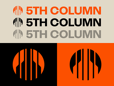 5th Column 5 5th column bauhaus branding circle column emblem futurism icon lines logo minimal negative space seal swiss design symbol typography word mark