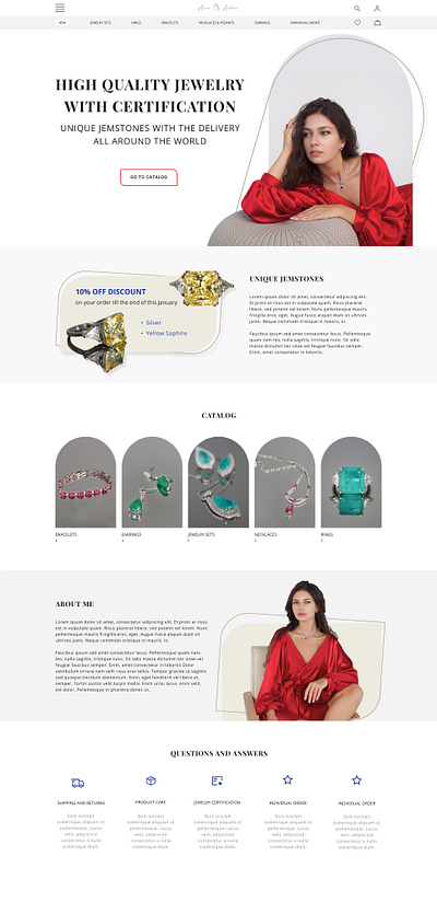 Jewelry Shop branding design ecommerce figma graphic design jewelry photoshoot typography ui uiux