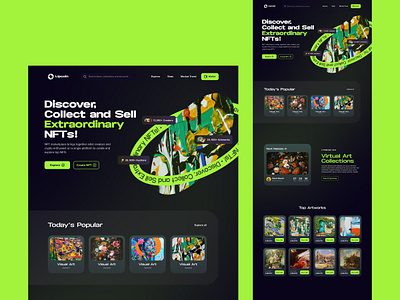 NFT Marketplace Landing Page UI Design nft artwork landing page nft artwork portfolio nft design nft landing page nft markeplace nft marketplace website nft platform nft store ui nft user interface nft website nft website ui non fungible token ui design non fungible token website