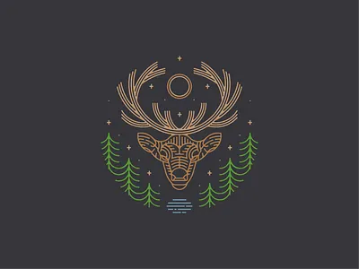Mirrored Deer deer elk hunting line animal line art nature outdoor outerwoods symmetry