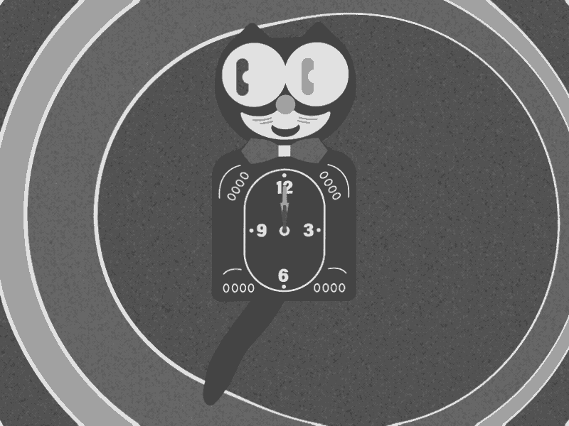 Grainy Rainy Brainy Cat 15minmograph animated gif animation cat clock design doodle doodleaday grain illustration