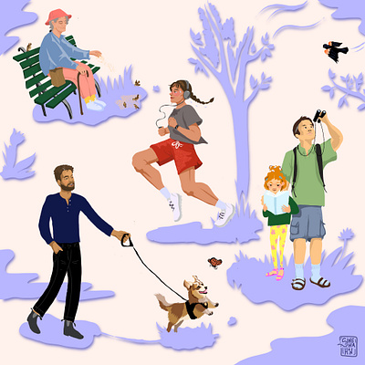 Park People branding design illustration people pets