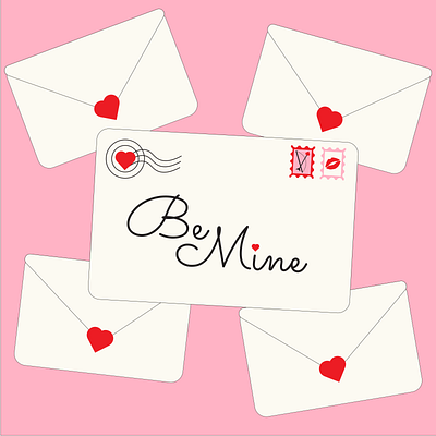 Be Mine Letter graphic design illustrator vector