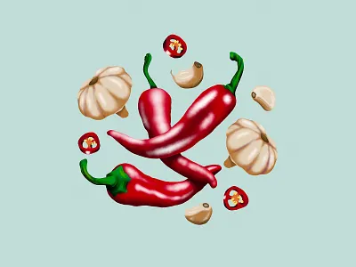 Authentica World Cuisine Illustrations - Arrabiata brand branding design design style drawing illustration illustration art illustrator procreate vegetables