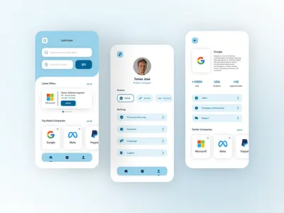 JobFinder android app design app branding design figma graphic design ui ui design ux