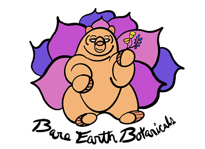 Bare Earth Botanicals art bears design digital logo plants procreate