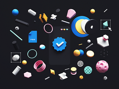 Design Kit 3d adobe branding c4d cinema4d colors dark dark mode design design kit designkit geometric icons illustration kit render tarka ui uiux web