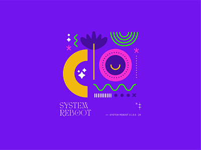 System reboot 404 error geometric illustration neon reboot system vector